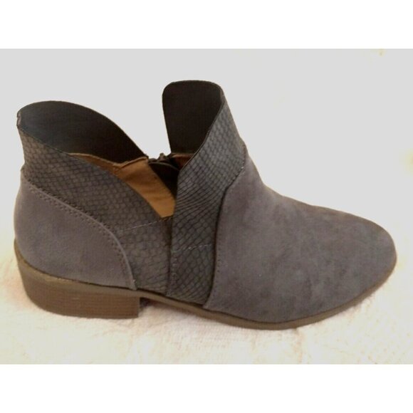 American Eagle Women’s Ankle Boot Gray Faux Suede Size Zipper Bootie - 9.5M - Picture 3 of 8